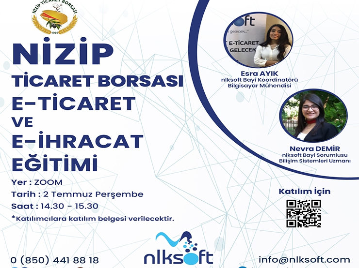 As nlksoft, E-Commerce and E-Export Training will be organized with Nizip Commodity Exchange.