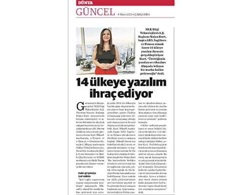 We took place in Dünya Newspaper with the title 