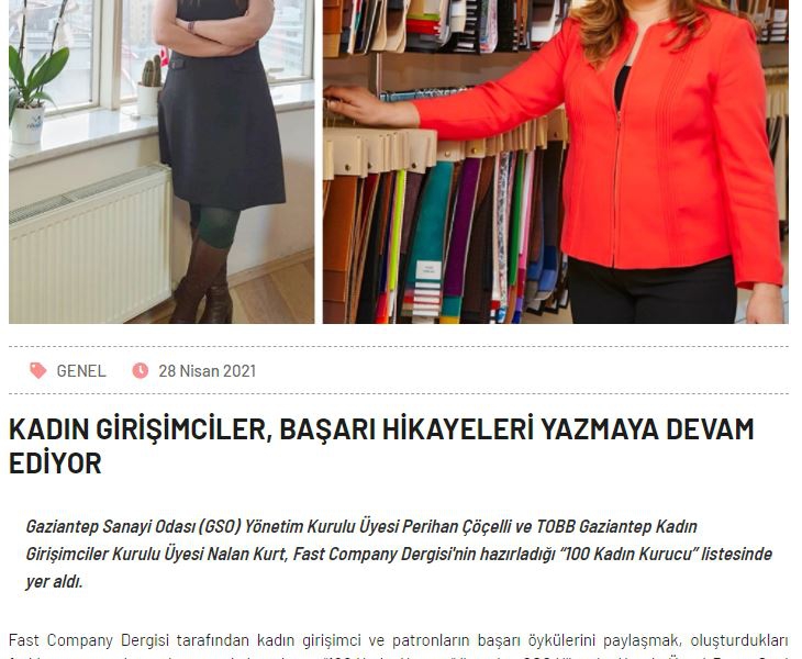 WOMEN ENTREPRENEURS CONTINUE TO WRITE SUCCESS STORIES-GAZİANTEP CHAMBER OF INDUSTRY