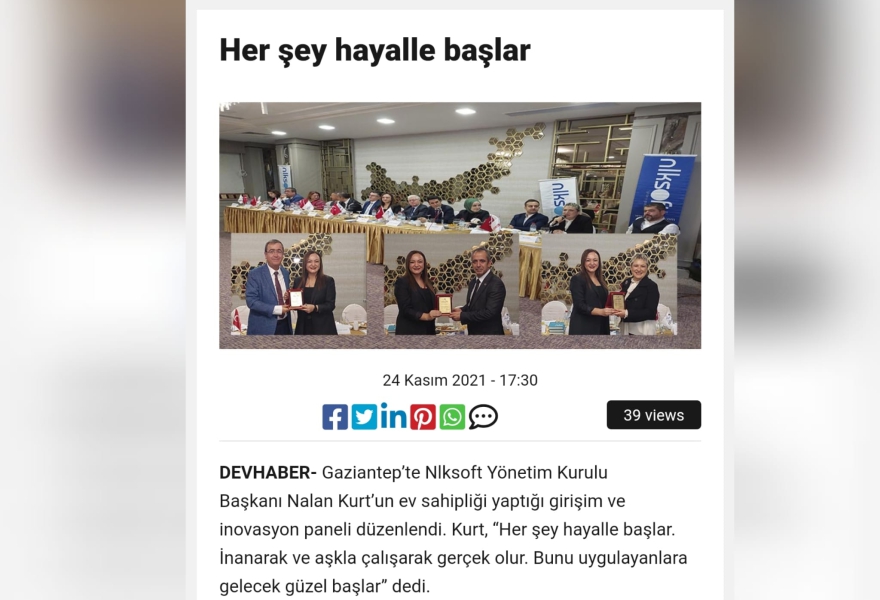DEVHABER- Initiative and Innovation Panel hosted by Nlksoft Chairman of the Board Nalan Kurt was held in Gaziantep. 