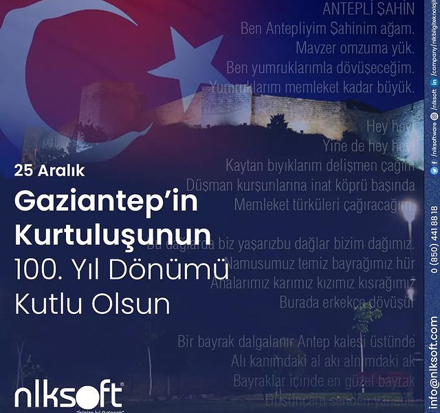 The 100th Anniversary of the Liberation of Gaziantep. Happy Anniversary!